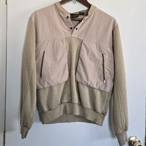 Vintage Sweatshirt Men's M Tan With Zip Pockets
